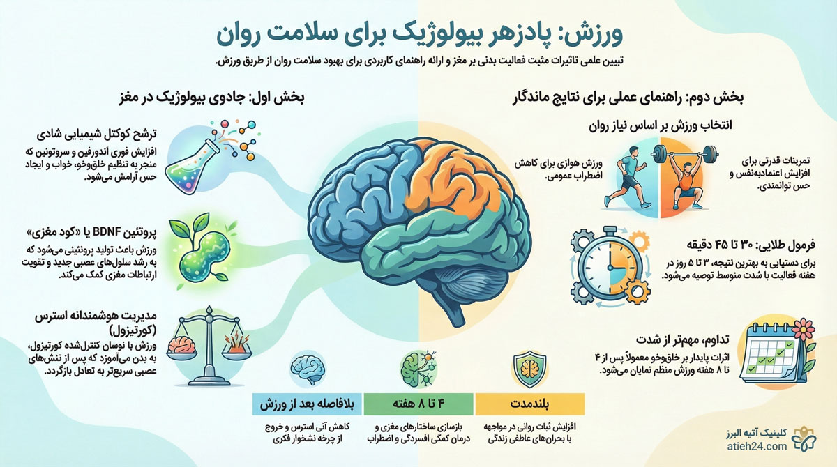 اینفوگرافی تاثیر ورزش بر سلامت روان